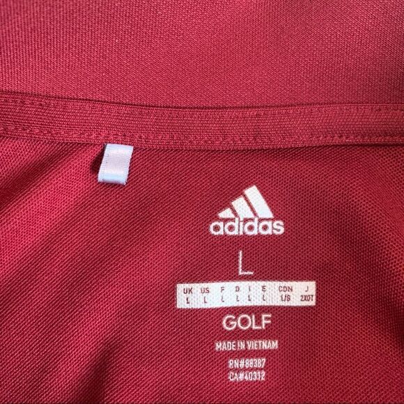 Adidas golf maroon burgundy red polo shirt short sleeve collared Sz L NWOT - Picture 5 of 9